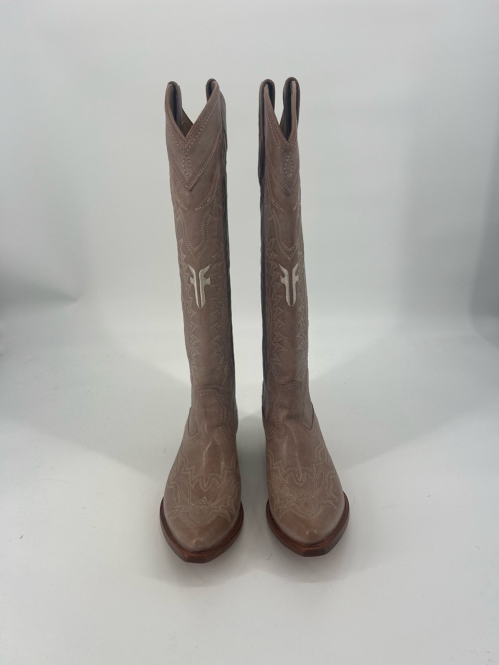 Frye Sacha Feather Deco Women's Tall Suede Western Cowboy Boot - Taupe/Brown 10 - Picture 5 of 16